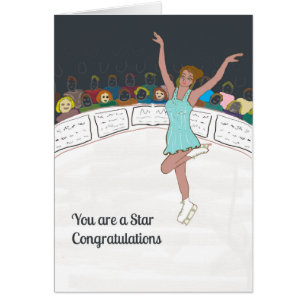 Gefeliciteerd met Kaart Ice Skater