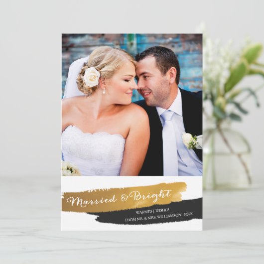 Gefeliciteerd met kerstmis met bruin Faux Gold Foi Feestdagenkaart (Staand voorkant)