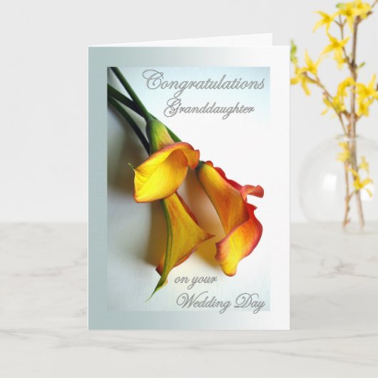 Gefeliciteerd met kleindochter op huwelijksdag kaart (Gele Bloem)