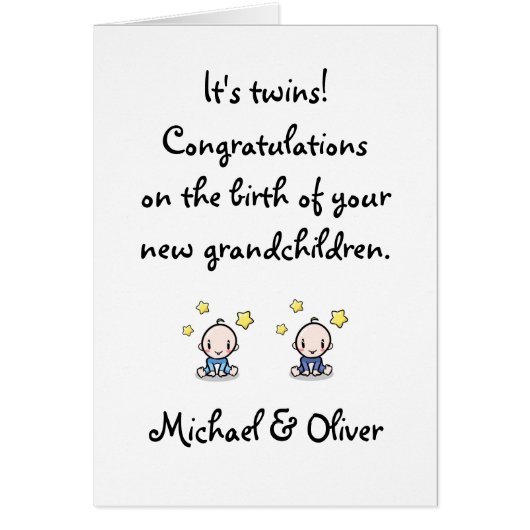 Gefeliciteerd met kleinkinderen, tweelingjongens, (Voorkant)
