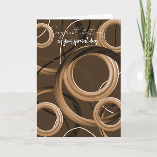Gefeliciteerd met Modern Brown Swirl Card Kaart (Voorkant)