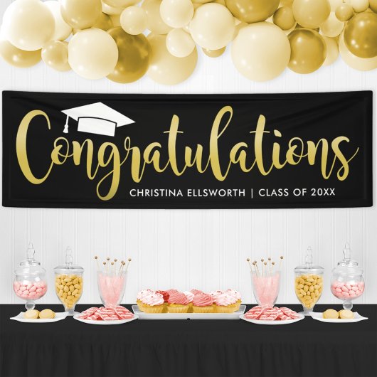 Gefeliciteerd met modern Gold Custom Afstuderen Spandoek