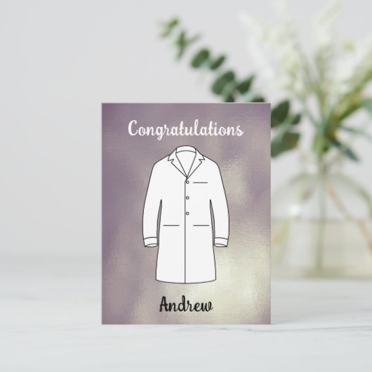 Gefeliciteerd met Modern White Coat Ceremony Docto Briefkaart (Staand voorkant)