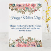 Gefeliciteerd met Moederdag | Roze Bloemen en Goud Kaart (Gele Bloem)