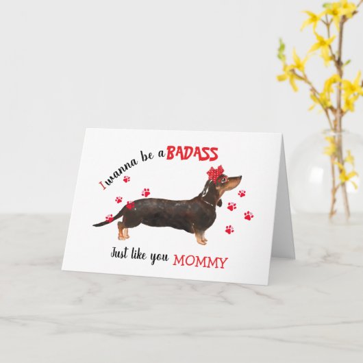 Gefeliciteerd met Moederdag Stoere van je Dachshon Kaart (Gele Bloem)