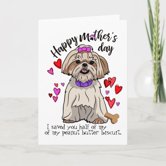 Gefeliciteerd met Moederdag van je Shih Tzu pup ka Kaart (Voorkant)