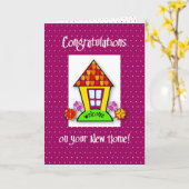 Gefeliciteerd met New Home, Paarse, Huis Kaart (Gele Bloem)