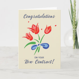 Gefeliciteerd met nieuwe contract bloemen kaart