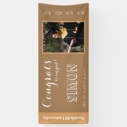 Gefeliciteerd met ons Afstudeerder Brown Spandoek (Verticaal)