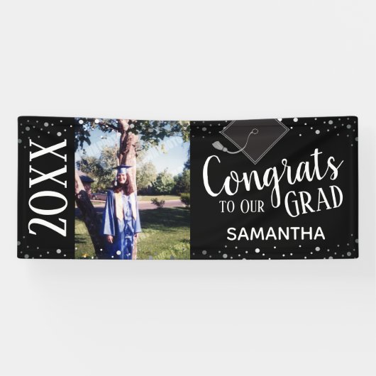 Gefeliciteerd met ons Afstudeerder één foto per ja Spandoek (Horizontaal)