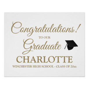 Gefeliciteerd met ons afstuderen gouden script perfect poster