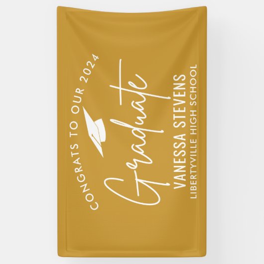 Gefeliciteerd met onze 202x Afstuderen Gold Spandoek (Verticaal)