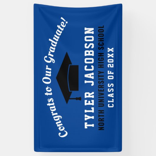 Gefeliciteerd met onze Afstuderen blauwzwarte stan Spandoek (Verticaal)
