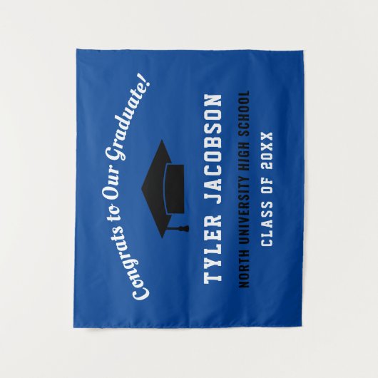 Gefeliciteerd met onze Afstuderen blauwzwarte stan Wandkleed (Voorkant)