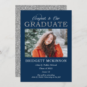 Gefeliciteerd met onze Afstuderen Faux Silver Glit Aankondiging