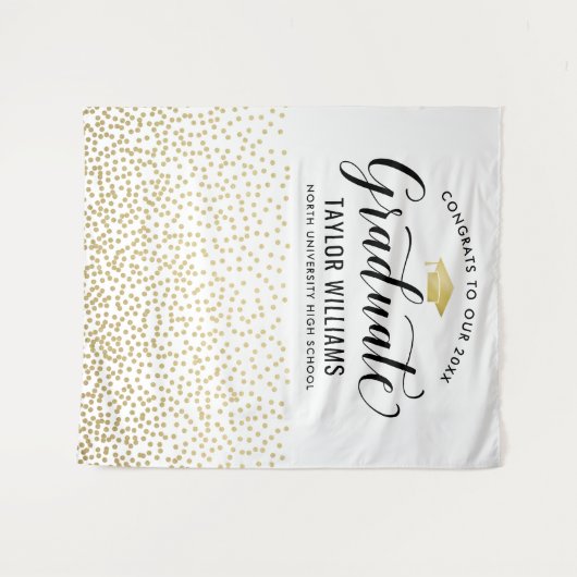 Gefeliciteerd met onze Afstuderen Gold Confetti Pa Wandkleed (Voorkant (horizontaal))