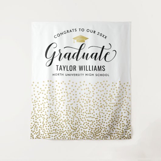 Gefeliciteerd met onze Afstuderen Gold Confetti Pa Wandkleed (Voorkant)