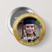 Gefeliciteerd met onze Afstuderen goudfoto Ronde Button 7,6 Cm (Voorkant /achterkant)