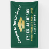 Gefeliciteerd met onze Afstuderen, groene en gouds Spandoek (Verticaal)