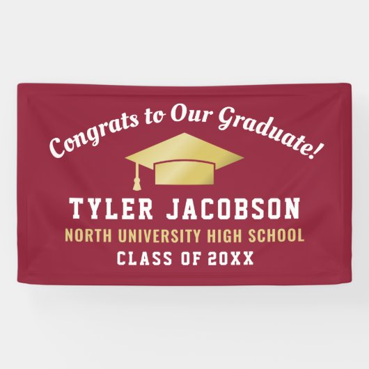 Gefeliciteerd met onze Afstuderen Red- en Gold-toe Spandoek (Horizontaal)