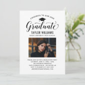 Gefeliciteerd met onze Afstuderen zwarte scriptfot Kaart (Staand voorkant)