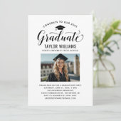 Gefeliciteerd met onze Afstuderen zwarte scriptfot Kaart (Staand voorkant)