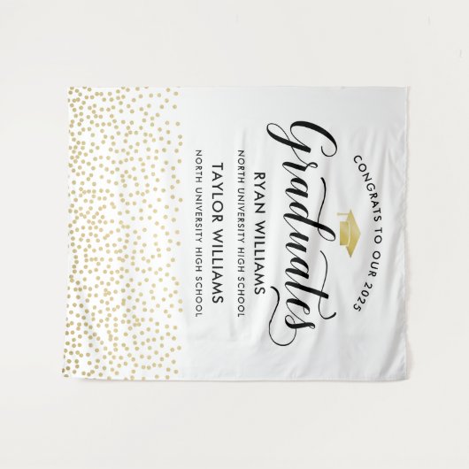 Gefeliciteerd met onze Gold Confetti Partij van tw Wandkleed (Voorkant (horizontaal))