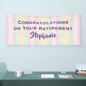 Gefeliciteerd met pensionering pastel Stripe Jumbo Spandoek (Beurs)