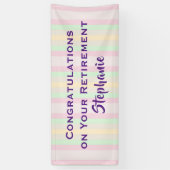 Gefeliciteerd met pensionering pastel Stripe Jumbo Spandoek (Verticaal)