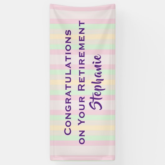 Gefeliciteerd met pensionering pastel Stripe Jumbo Spandoek (Verticaal)
