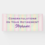 Gefeliciteerd met pensionering pastel Stripe Jumbo Spandoek (Horizontaal)