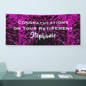 Gefeliciteerd met pensionering Roze en Zwarte Flor Spandoek (Beurs)