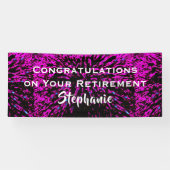 Gefeliciteerd met pensionering Roze en Zwarte Flor Spandoek (Horizontaal)