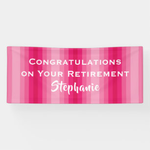 Gefeliciteerd met pensionering roze Stripe Jumbo Spandoek