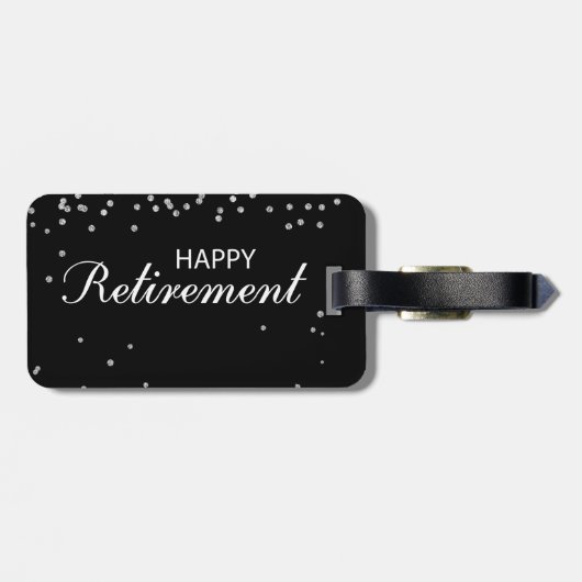 Gefeliciteerd met pensionering zwart met Silver Sp Bagagelabel (Achterkant horizontaal)
