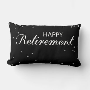 Gefeliciteerd met pensionering zwart met Silver Sp Kussen