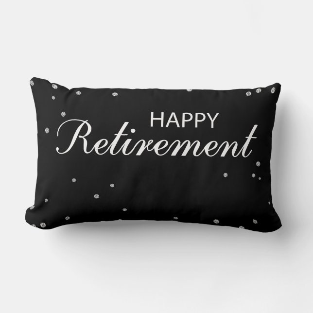 Gefeliciteerd met pensionering zwart met Silver Sp Kussen (Voorkant)