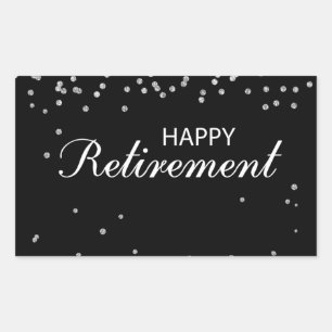 Gefeliciteerd met pensionering zwart met Silver Sp Rechthoekige Sticker