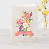 Gefeliciteerd met Rustic Flower Bouquet Wedding Kaart (Gele Bloem)