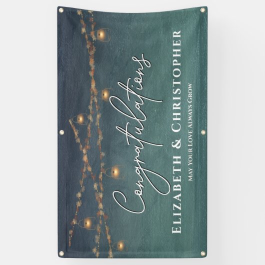 Gefeliciteerd met Rustic Tea Lights Engagement Par Spandoek (Verticaal)