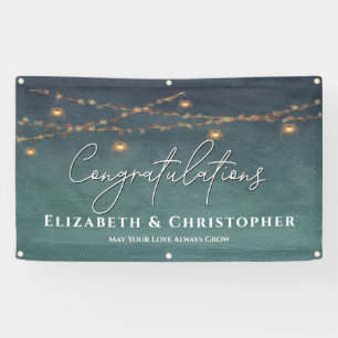 Gefeliciteerd met Rustic Tea Lights Engagement Par Spandoek