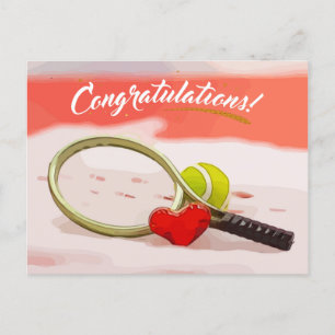 Gefeliciteerd met Tennis ball, rood met liefde Briefkaart