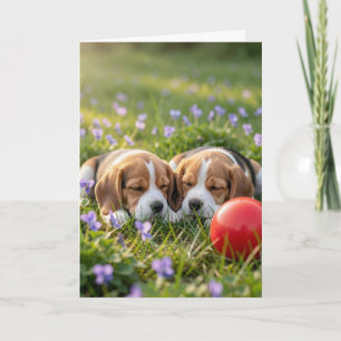 Gefeliciteerd met twee nieuwe puppy's Welkom Beagl Kaart