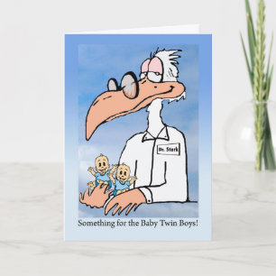 Gefeliciteerd met Tweeling Jongens, Dr. Ooievaar C Kaart