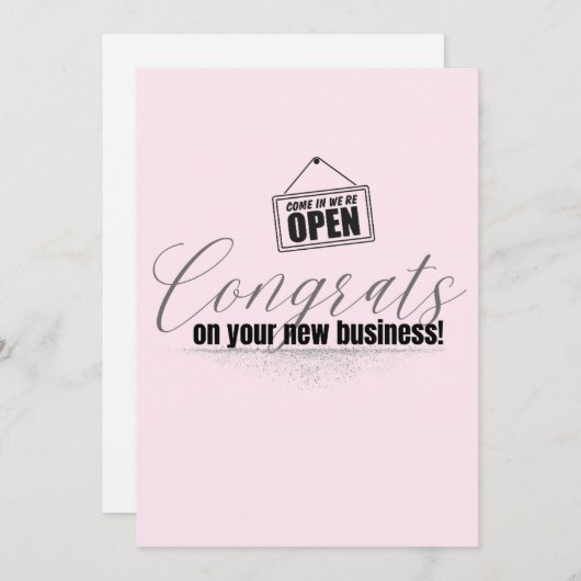 Gefeliciteerd met uw bedrijf Pink Typography Kaart (Voorkant / Achterkant)