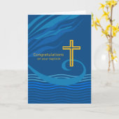 Gefeliciteerd met uw doop, blauw, gouden kruis kaart (Gele Bloem)