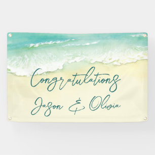 Gefeliciteerd met uw Elegante Tropische Strand Huw Spandoek