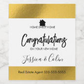 Gefeliciteerd met uw nieuwe woning voor makelaars  wijn etiket (Enkel label)