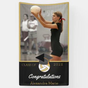 Gefeliciteerd met volleybalspeler foto afstuderen spandoek