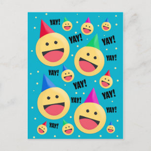 Gefeliciteerd met YAY Emojis in feestelijke Petten Feestdagenkaart